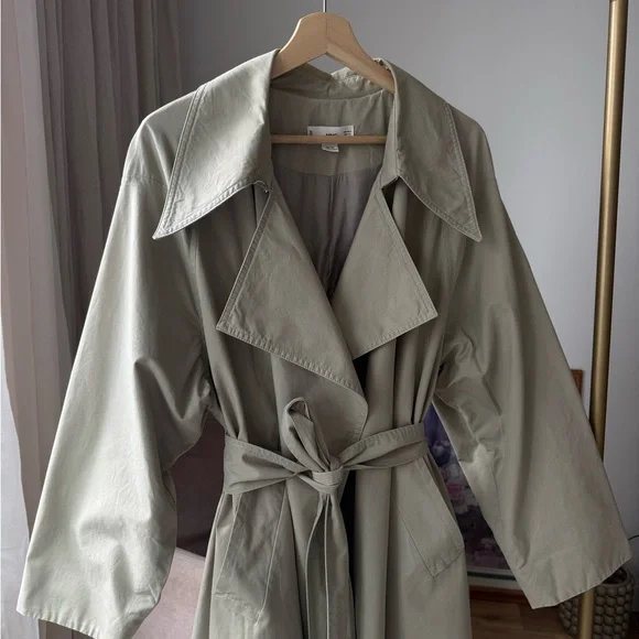 Mango Olive Light Trench Coat, S, Casual Chic - Picture 8 of 14